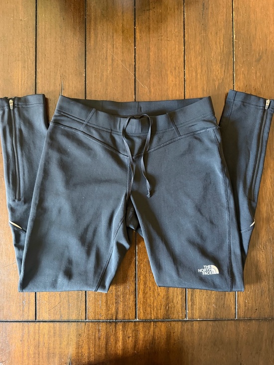 The North Face Pants - The North Face Womens M Fleece Lined Running Tights Black Ankle Zip Reflective